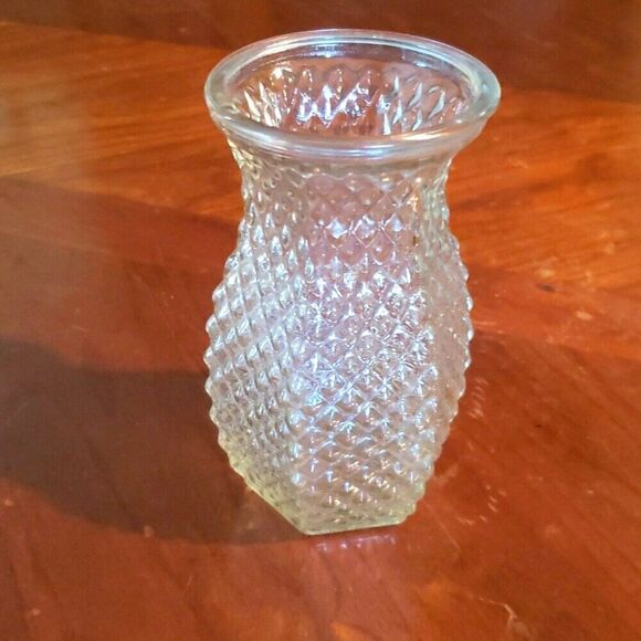 Vintage Hoosier Clear Diamond Cut Glass Vase (Marked 4071 on bottom) - Picture 1 of 4